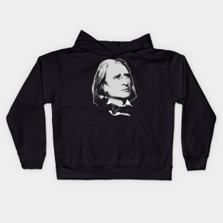 Franz Liszt Black and White Kids Hoodie